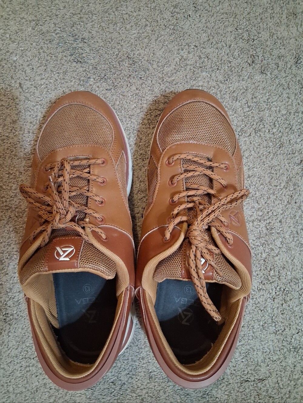 Zeba Hands-Free Laceup Slip-On Walking Sneakers In "Brown" colorway. Sz 13